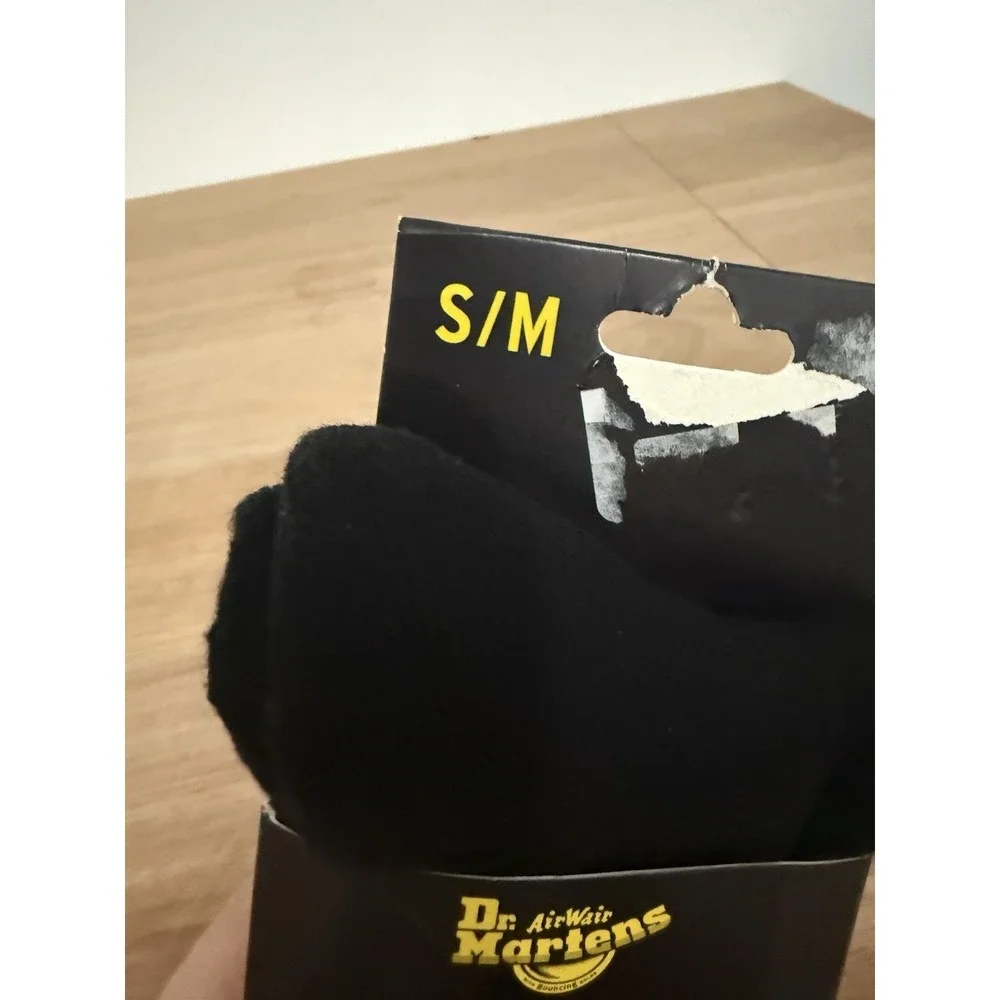 Dr. Martens Lightweight Doc Socks Black Crew Socks Yellow Dr Size S/M New